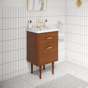 Brandy 20.5 in. W x 15.7 in. D x 34.5 in . H Bath Vanity in Honey Walnut with White Ceramic Top