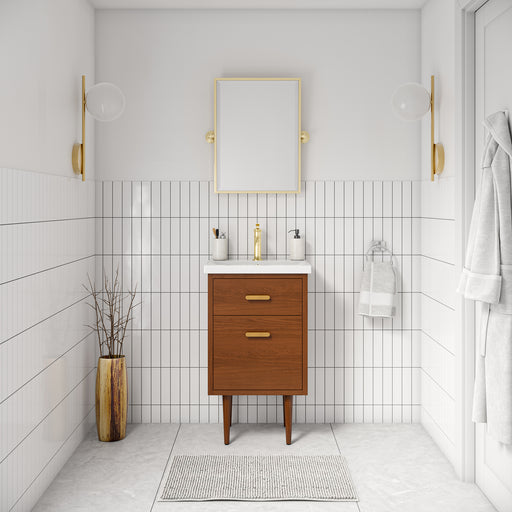 Brandy 20.5 in. W x 15.7 in. D x 34.5 in . H Bath Vanity in Honey Walnut with White Ceramic Top