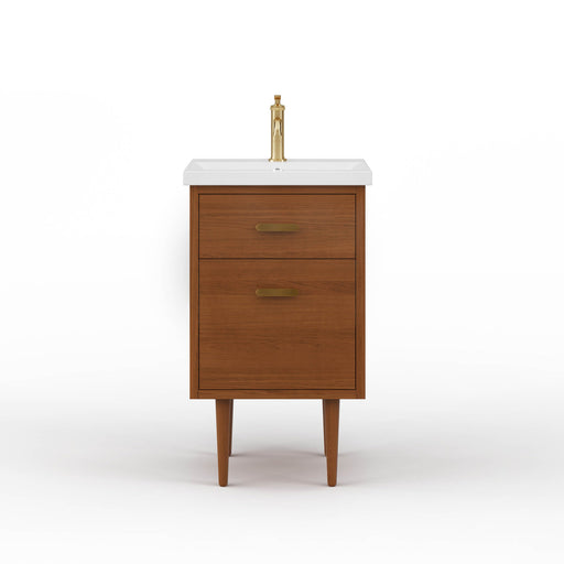 Brandy 20.5 in. W x 15.7 in. D x 34.5 in . H Bath Vanity in Honey Walnut with White Ceramic Top