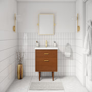 BD24CR06HW - Brandy 24 In. Single Integrated Rectangular Ceramic Sink Mid-Century Style Bathroom Vanity