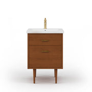 BD24CR06HW - Brandy 24 In. Single Integrated Rectangular Ceramic Sink Mid-Century Style Bathroom Vanity