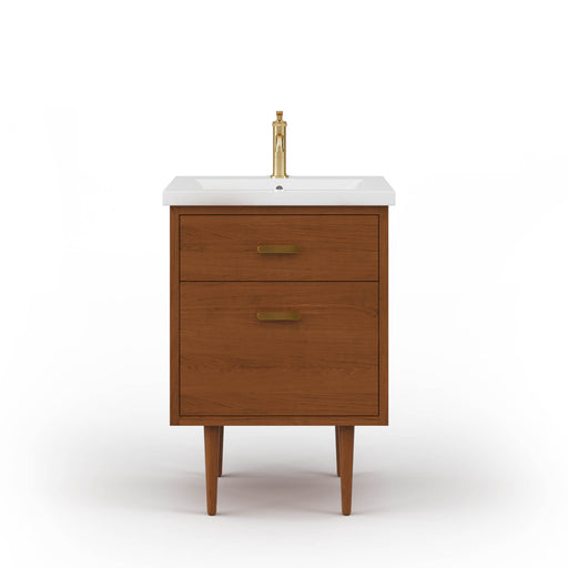 BD24CR06HW - Brandy 24 In. Single Integrated Rectangular Ceramic Sink Mid-Century Style Bathroom Vanity