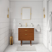 BD30CR06HW - Brandy 30 In. Single Integrated Rectangular Ceramic Sink Mid-Century Style Bathroom Vanity
