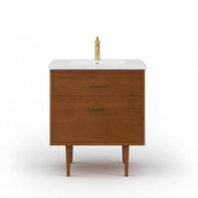BD30CR06HW - Brandy 30 In. Single Integrated Rectangular Ceramic Sink Mid-Century Style Bathroom Vanity