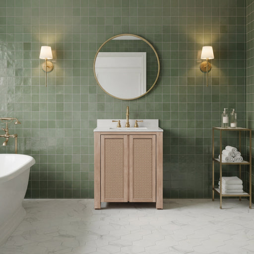 BE30EM00TL - Belmont 30 In. Single Sink Pre-Assembled Transitional Style Bathroom Vanity With 1" White Engineered Marble Countertop