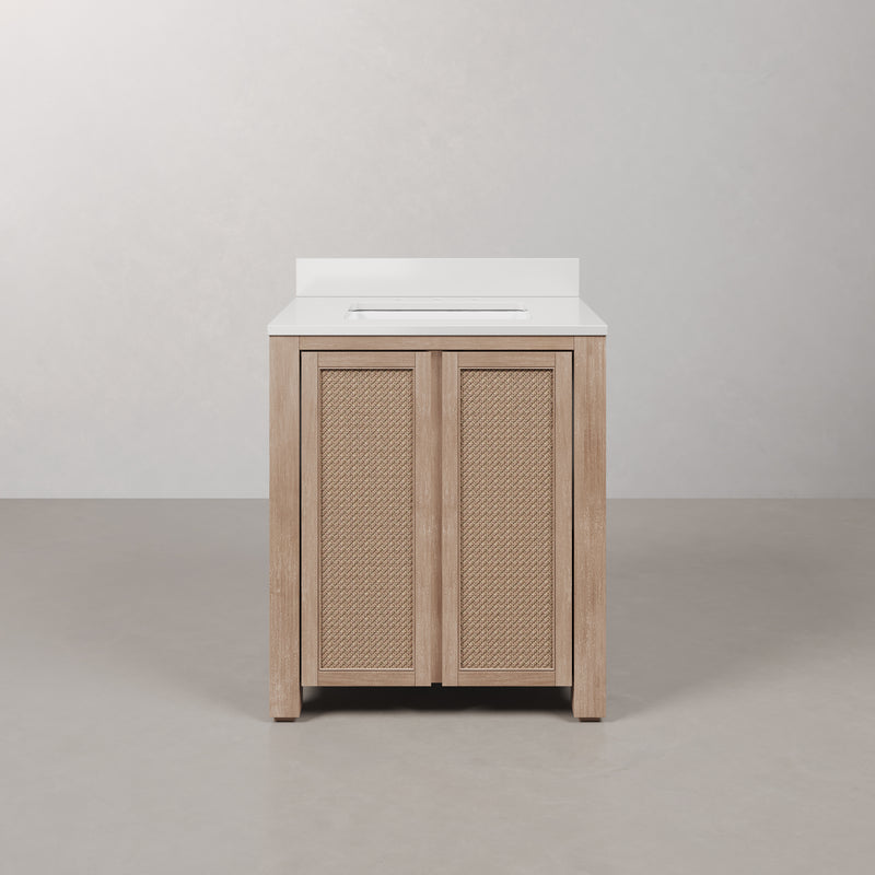 BE30EM00TL - Belmont 30 In. Single Sink Pre-Assembled Transitional Style Bathroom Vanity With 1" White Engineered Marble Countertop