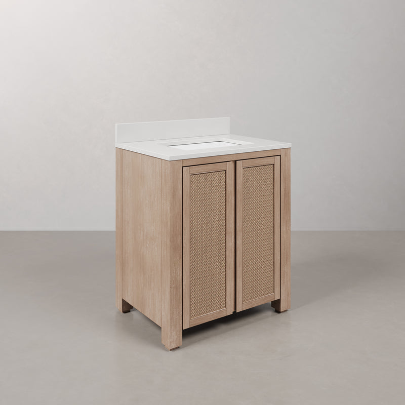 BE30EM00TL - Belmont 30 In. Single Sink Pre-Assembled Transitional Style Bathroom Vanity With 1" White Engineered Marble Countertop