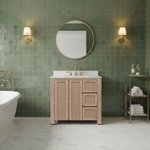 BE36EM00TL - Belmont 36 In. Single Sink Pre-Assembled Transitional Style Bathroom Vanity With 1" White Engineered Marble Countertop