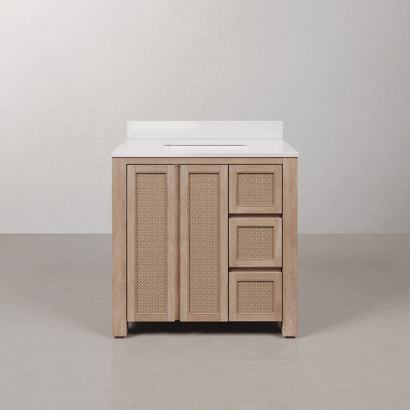 BE36EM00TL - Belmont 36 In. Single Sink Pre-Assembled Transitional Style Bathroom Vanity With 1" White Engineered Marble Countertop