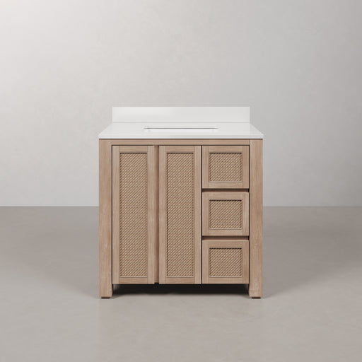 BE36EM00TL - Belmont 36 In. Single Sink Pre-Assembled Transitional Style Bathroom Vanity With 1" White Engineered Marble Countertop