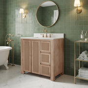 BE36EM00TL - Belmont 36 In. Single Sink Pre-Assembled Transitional Style Bathroom Vanity With 1" White Engineered Marble Countertop