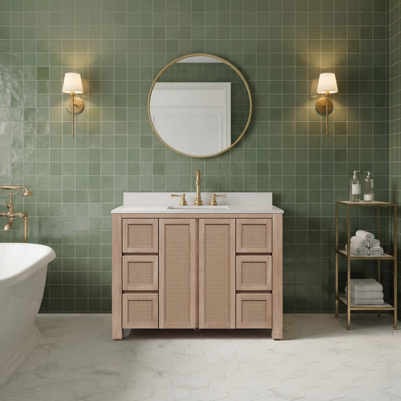 BE48EM00TL - Belmont 48 In. Single Sink Pre-Assembled Transitional Style Bathroom Vanity With 1" White Engineered Marble Countertop
