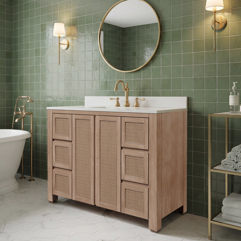 BE48EM00TL - Belmont 48 In. Single Sink Pre-Assembled Transitional Style Bathroom Vanity With 1" White Engineered Marble Countertop