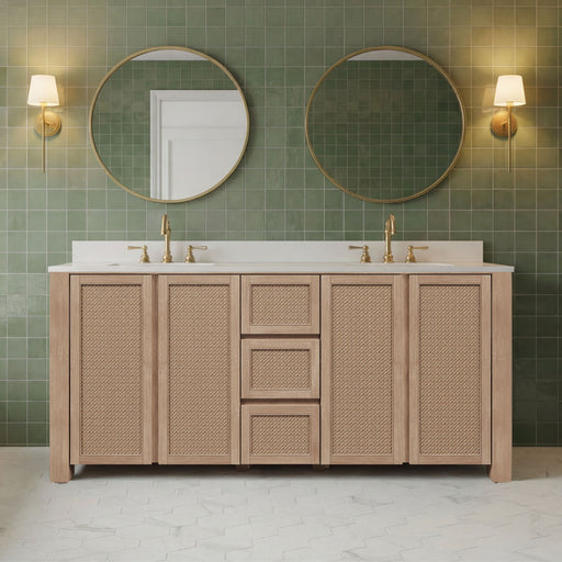 BE72EM00TL - Belmont 72 In. Double Sinks Pre-Assembled Transitional Style Bathroom Vanity With 1" White Engineered Marble Countertop