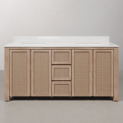 BE72EM00TL - Belmont 72 In. Double Sinks Pre-Assembled Transitional Style Bathroom Vanity With 1" White Engineered Marble Countertop