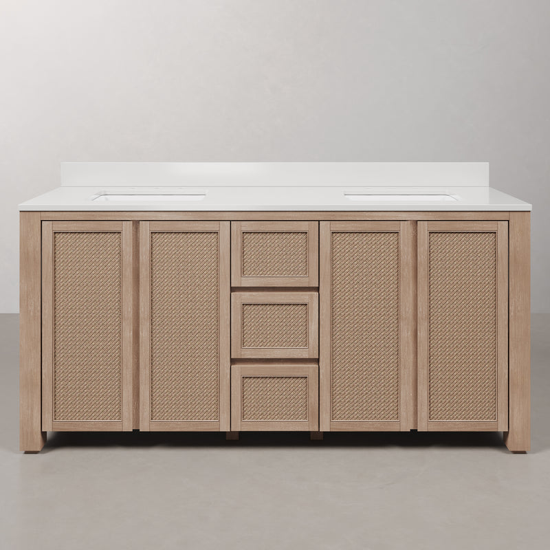 BE72EM00TL - Belmont 72 In. Double Sinks Pre-Assembled Transitional Style Bathroom Vanity With 1" White Engineered Marble Countertop