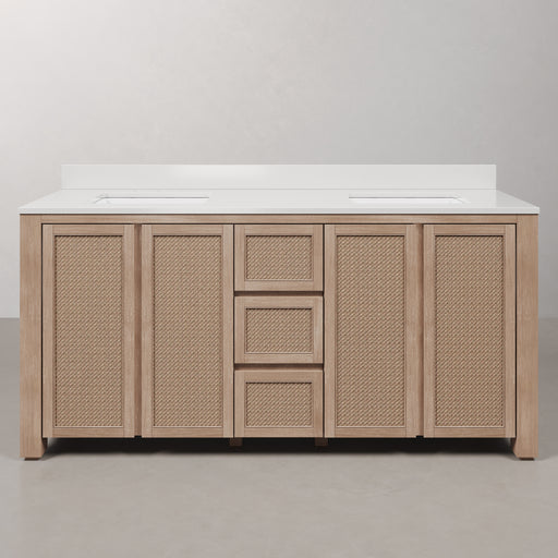 BE72EM00TL - Belmont 72 In. Double Sinks Pre-Assembled Transitional Style Bathroom Vanity With 1" White Engineered Marble Countertop