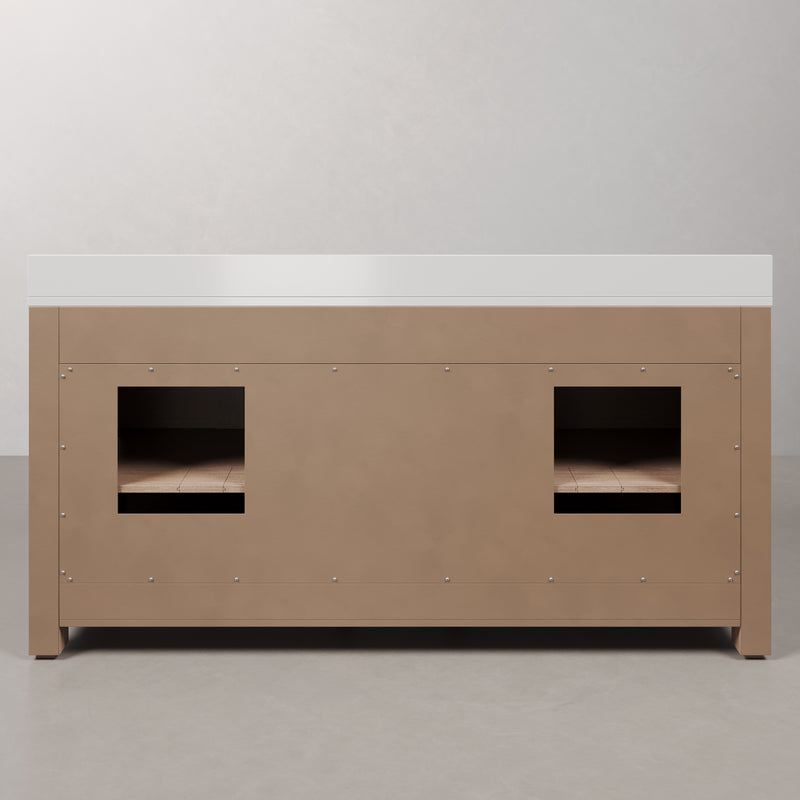 BE72EM00TL - Belmont 72 In. Double Sinks Pre-Assembled Transitional Style Bathroom Vanity With 1" White Engineered Marble Countertop