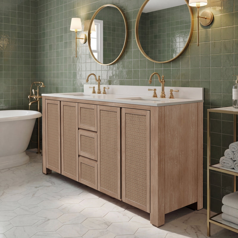 BE72EM00TL - Belmont 72 In. Double Sinks Pre-Assembled Transitional Style Bathroom Vanity With 1" White Engineered Marble Countertop