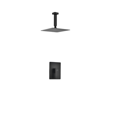 Kube Bath BK-CR2001V Aqua Piazza Matte Black Shower Set with 8" Ceiling Mount Square Rain Shower