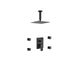 Kube Bath BK-CR2004J2V Aqua Piazza Matte Black Shower Set with 8" Ceiling Mount Square Rain Shower and 4 Body Jets