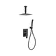 Kube Bath BK-CR200HH2V Aqua Piazza Matte Black Shower Set with 8" Ceiling Mount Square Rain Shower and Handheld