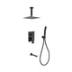 Kube Bath BK-CR200HHTF3V Aqua Piazza Matte Black Shower Set with 8" Ceiling Mount Square Rain Shower, Handheld and Tub Filler