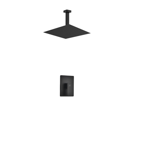 Kube Bath BK-CR3001V Aqua Piazza Matte Black Shower Set with 12" Ceiling Mount Square Rain Shower
