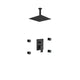 Kube Bath BK-CR3004J2V Aqua Piazza Matte Black Shower Set with 12" Ceiling Mount Square Rain Shower and 4 Body Jets