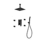 Kube Bath BK-CR3004JHH3V Aqua Piazza Matte Black Shower Set with 12" Ceiling Mount Square Rain Shower, 4 Body Jets and Handheld