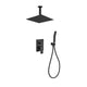 Kube Bath BK-CR300HH2V Aqua Piazza Matte Black Shower Set with 12" Ceiling Mount Square Rain Shower and Handheld
