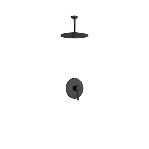 Kube Bath BK-RCR121V Aqua Rondo Matte Black Shower Set with Ceiling Mount 12" Rain Shower Head