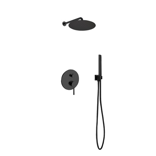 Kube Bath BK-RWR12HH2V Aqua Rondo Matte Black Shower Set with 12" Rain Shower and Handheld