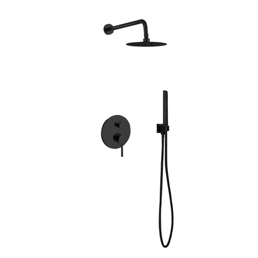 Kube Bath BK-RWR8HH2V Aqua Rondo Matte Black Shower Set with 8" Rain Shower and Handheld