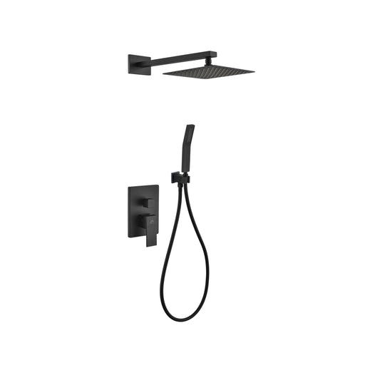 Kube Bath BK-WR200HH2V Aqua Piazza Matte Black Shower Set with 8" Square Rain Shower and Handheld
