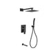Kube Bath BK-WR200TFHH3V Aqua Piazza Matte Black Shower Set with 8" Square Rain Shower, Tub Filler and Handheld