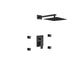 Kube Bath BK-WR3004J2V Aqua Piazza Matte Black Shower Set with 12" Square Rain Shower and 4 Body Jets