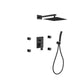 Kube Bath BK-WR3004JHH3V Aqua Piazza Matte Black Shower Set with 12" Square Rain Shower, Handheld and 4 Body Jets