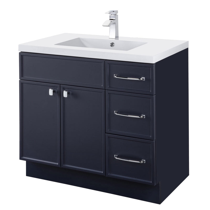 Cutler MANBLU36RHT Manhattan 36" Single Sink Free Standing Cultured Marble Top Bathroom Vanity - Blue