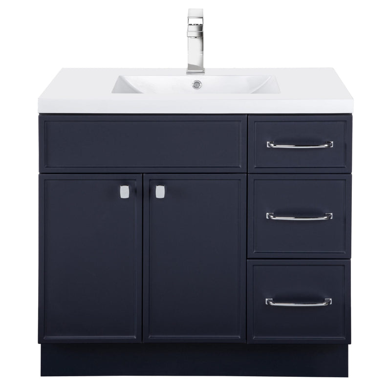 Cutler MANBLU36RHT Manhattan 36" Single Sink Free Standing Cultured Marble Top Bathroom Vanity - Blue