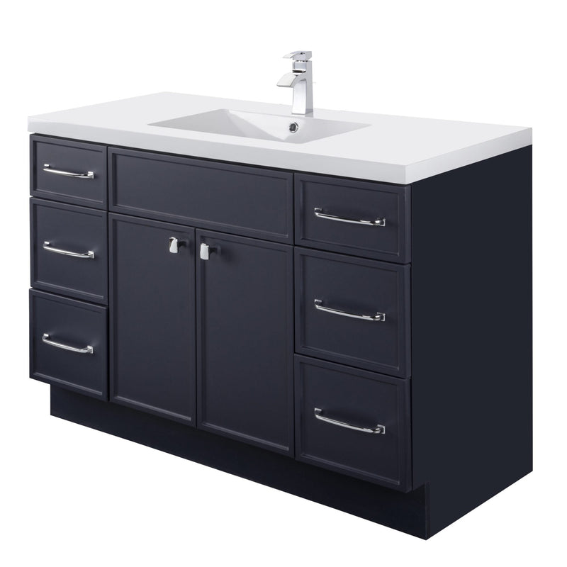 Cutler MANBLU48SBT Manhattan 48" Single Sink Free Standing Cultured Marble Top Bathroom Vanity - Blue