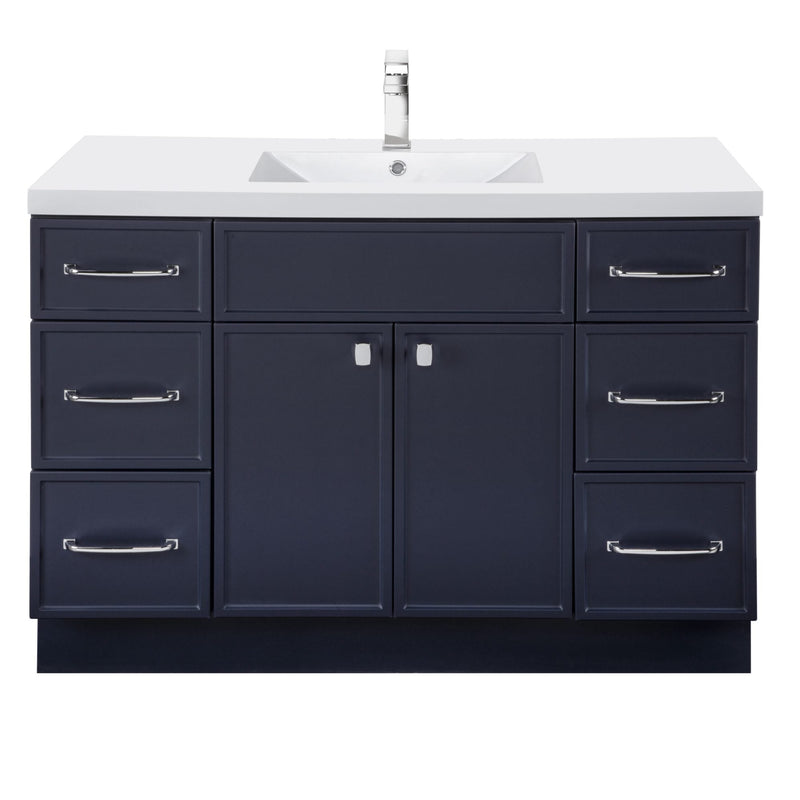 Cutler MANBLU48SBT Manhattan 48" Single Sink Free Standing Cultured Marble Top Bathroom Vanity - Blue