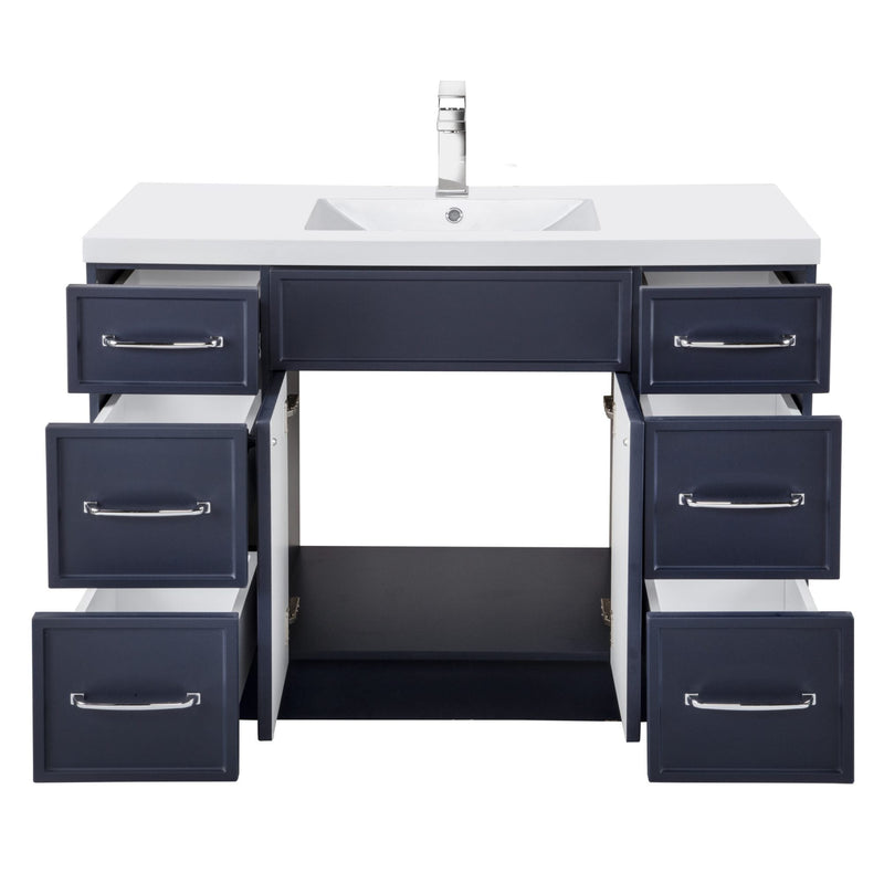 Cutler MANBLU48SBT Manhattan 48" Single Sink Free Standing Cultured Marble Top Bathroom Vanity - Blue