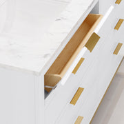 BR60CW06PW - Bristol 60 In. Double Sink Pre-Assembled Modern Style Bathroom Vanity With 1" Carrara White Marble Top