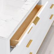 BR72CW06PW - Bristol 72 In. Double Sink Pre-Assembled Modern Style Bathroom Vanity With 1" Carrara White Marble Top