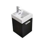 Kube Bath BSL16-BK Bliss 16" Black Wall Mount Single Sink Bathroom Vanity with Reinforced Acrylic Composite Top