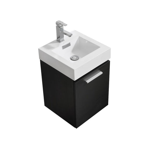 Kube Bath BSL16-BK Bliss 16" Black Wall Mount Single Sink Bathroom Vanity with Reinforced Acrylic Composite Top