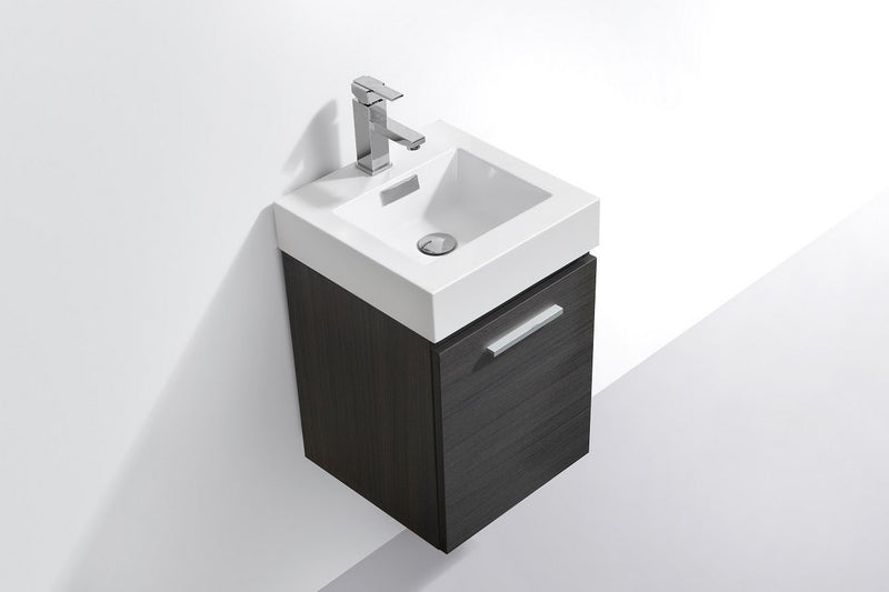 Kube Bath BSL16-GO Bliss 16" Gray Oak Wall Mount Single Sink Bathroom Vanity with Reinforced Acrylic Composite Top - view 4
