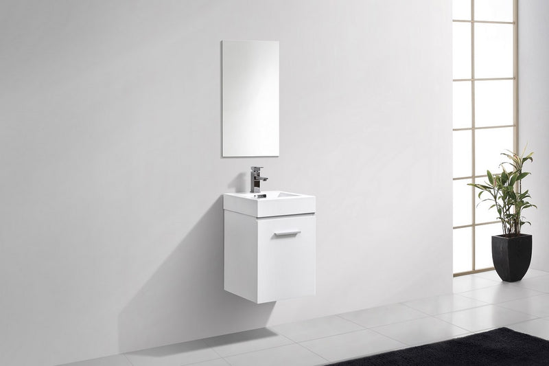Kube Bath BSL16-GW Bliss 16" High Gloss White Wall Mount Single Sink Bathroom Vanity with Reinforced Acrylic Composite Top - view 2