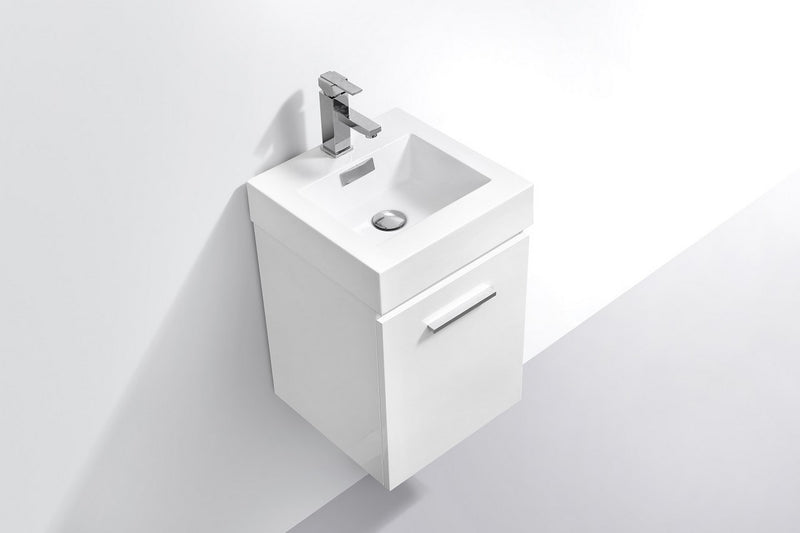 Kube Bath BSL16-GW Bliss 16" High Gloss White Wall Mount Single Sink Bathroom Vanity with Reinforced Acrylic Composite Top - view 4